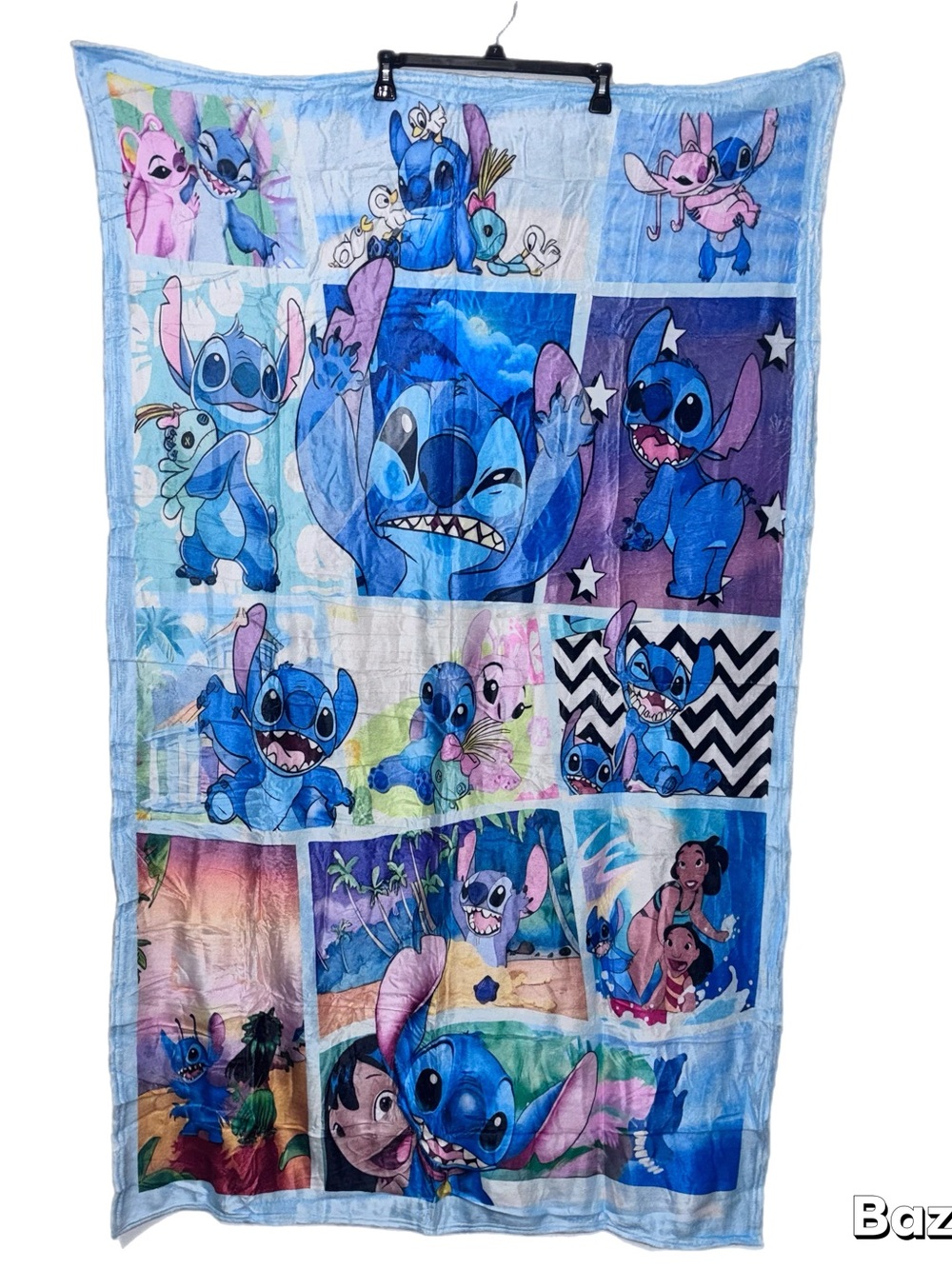 Lilo & Stitch Blue Cartoon Panel Throw Blanket 36 X 60 NWOT